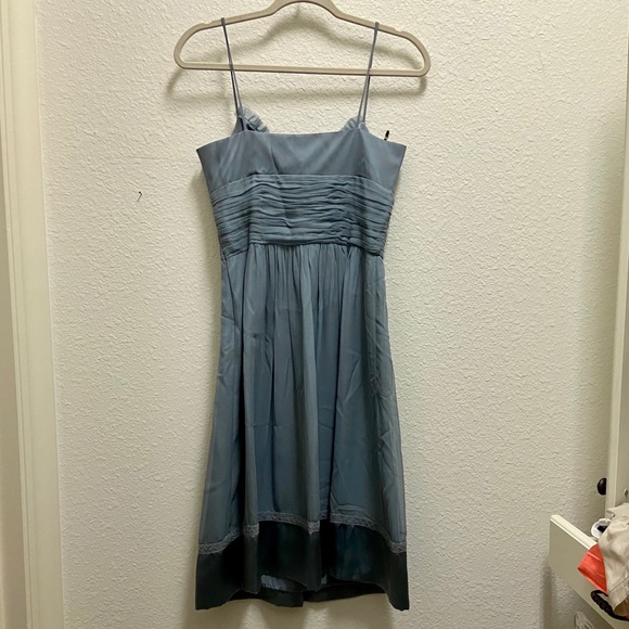 🆕 Spaghetti Strap Dress w/ Banded Waist - Two Tones of Teal - Picture 3 of 7